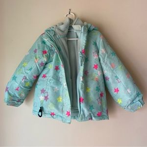 Children’s Place Toddler Girls Winter Coat Size 4T Blue with Stars